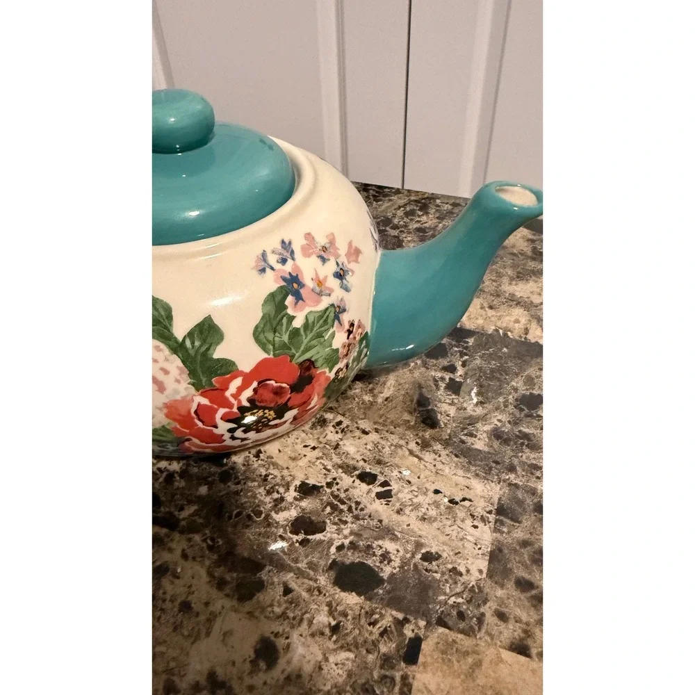 Pioneer Woman Flea Market Country Garden Stoneware Teapot Floral With Lid